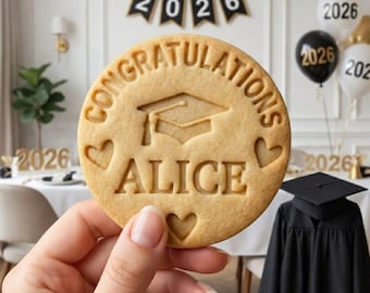Personalized Graduation Cookie Cutter & Stamp, Custom Name Cookie Stamp 2026, Class of 2026 Cookie, Grad Cap Cookie Cutter, Graduation Gift