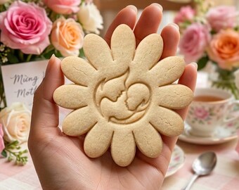 Mom With Baby Flower Cookie Cutter Stamp, MAMA Cookie, Custom Mom, Fondant Cutter, Mother's Day Gifts, Floral Mama Cookie Cutter