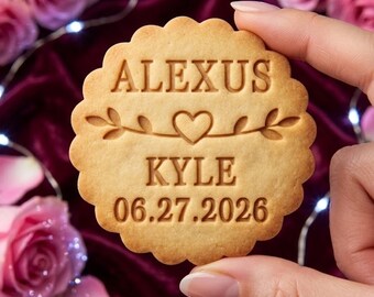 Wedding Custom Cookie Cutter and Stamp, Custom Couples Names and Date, Wedding Favor Cookie Stamp, Bridal Shower Gift for Couple Tiffany