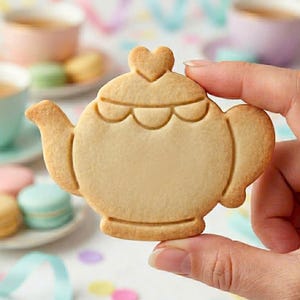 Teapot Cookie Cutter, Cute Tea Party Heart Stamp, Polymer Clay Cutter, Bridal Shower Birthday Celebration Kitchen Party Gift Mold, Plaque