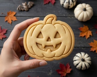 Pumpkin Cookie Cutter and Stamp, Halloween Party Cookie Stamp, Spooky Jack-o-lantern Cookie Cutter