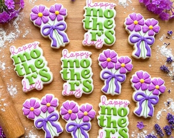 Happy Mother With Flower Cookie Cutter, Spring Cookie, Mother’s Gift, Gift For Mom, Flower Cutter, Floral Baking, Mom Cutter, Flower Cutter
