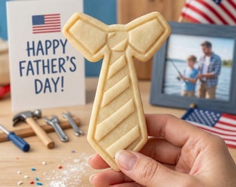 Dad Necktie Cookie Cutter and Stamp, Happy Father’s Day Cookie Cutter, Daddy Gift Cookie Stamp, Tie Shape Papa Cookie Cutter