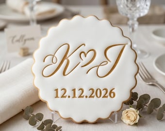 Cortador y sello de galletas personalizado con nombre y fecha, cortador de galletas personalizado para despedida de soltera, sello de galletas para fiesta de compromiso, regalo para despedida de soltera