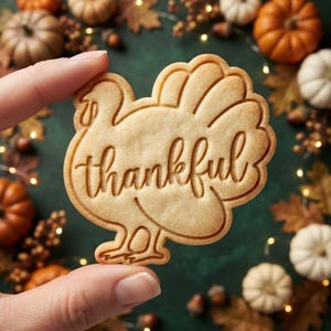 Thankful Turkey Cookie Cutter and Stamp, Thanksgiving Turkey Cookie Stamp, Thanksgiving Baking Gift for Baker image 1