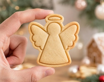 Christmas Angel Cookie Cutter and Stamp, Angel Cookie Cutter, Holiday Angel Baking Set, Christmas Cookie Gift for Baker