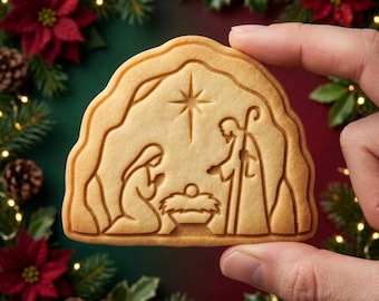 Nativity Scene Cookie Cutter and Stamp, Holy Family Cookie Stamp, Christmas Religious Cookie Cutter, Christian Baker Gift
