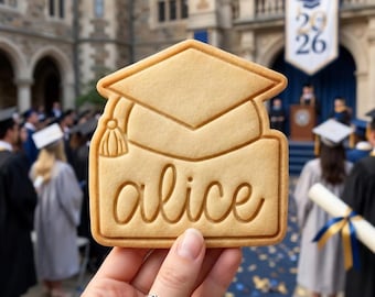 Graduation Cap Cookie Cutter and Stamp, Custom Name Graduation Cookie Cutter, Grad Cap Cookie Stamp, Class of 2026 Cutter