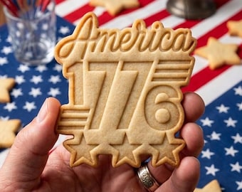 America 1776 Cookie Cutter Stamp, 250th Anniversary, Independence Day, Patriotic Baking, 250 Years OF Freedom Cookie, America Clay Cutter