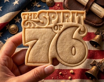 Sello cortador de galletas "El espíritu del 76" de EE. UU., 250 aniversario de EE. UU., repostería patriótica, galletas patrióticas, cortador de arcilla, regalo para la independencia.