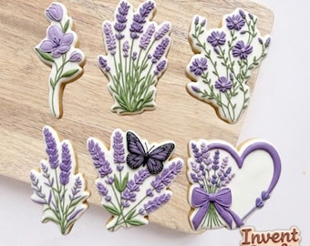 Wildflowers Purple Cookie Cutters Set, Lavender Set Cutter, Spring Cookie, Baby Shower Dessert, Mother’s Day Cookie, Mother’s Gifts