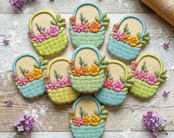 Flower Basket Cookie Cutter, Spring Cookie, Mother’s Gift, Gift For Mom, 3D Printed Baking Shapes, Floral Baking, Graduation Cookie