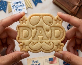 Dad Mustache Sunglasses Cookie Cutter & Stamp, Happy Father’s Day Cookie Cutter, Dad Gift Cookie Stamp