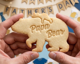 Cortador y sello para galletas de Papá Oso, sello para galletas del Día del Padre, cortador para galletas de la familia Oso Papá