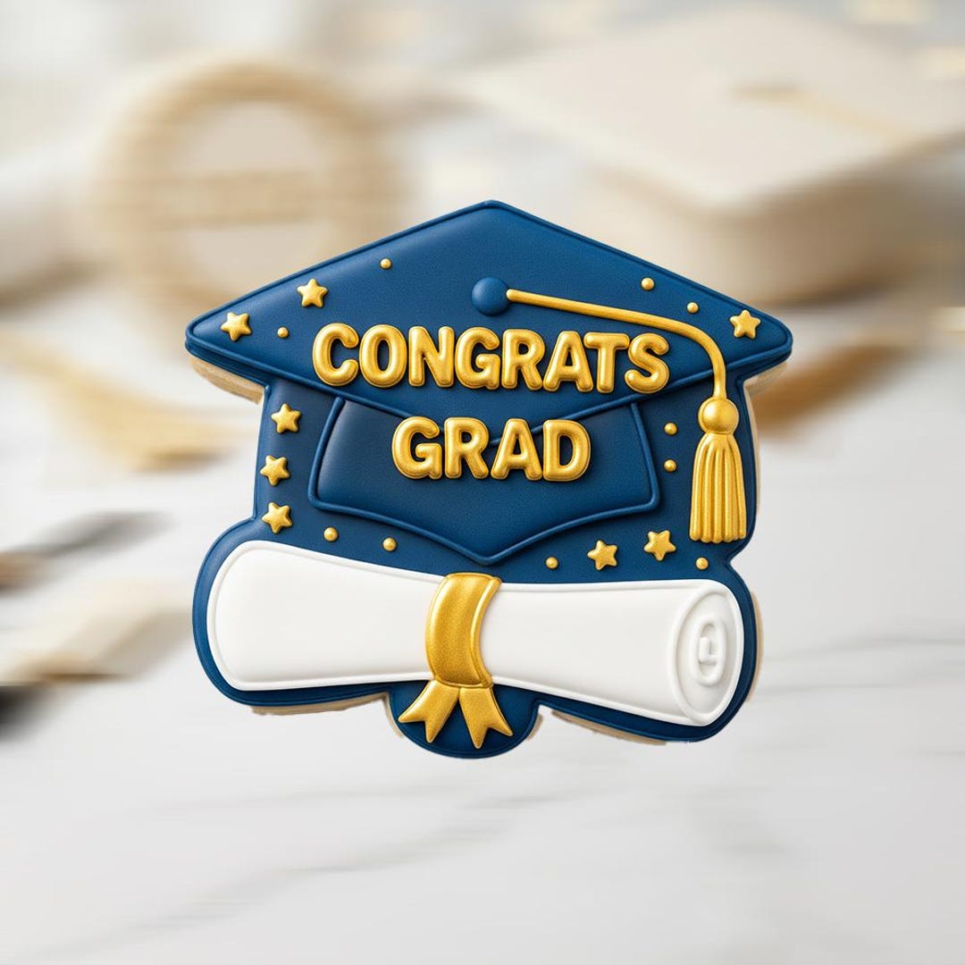 Congrats Grad Cookie Cutter, Graduation Cap and Diploma Stamp, Polymer ...