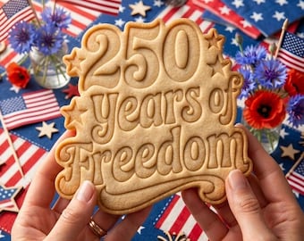 Sello para cortar galletas "250 años de libertad en Estados Unidos", Sello para galletas "Libertad en EE. UU.", Regalo del Día de la Independencia, Cortador de arcilla, 4 de julio, 250 años de Estados Unidos