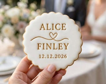 Custom Wedding Cookie Cutter & Stamp, Personalized Name and Date Wedding Stamp, Engagement Marriage Cookie Cutter, Bridal Shower Cookies