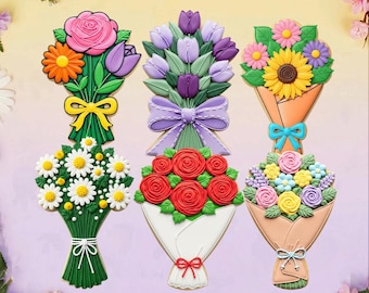 Floral Mother's Day Cookie Cutters Set, Spring Cookie, Mother’s Day Cookie, Mother’s Gifts, Gift For Mom, 3D Printed Baking Shapes