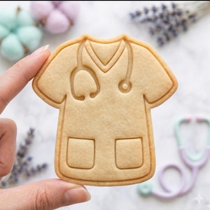 Nurse Scrub Cookie Cutter, Doctor Lab Coat Stamp, Stethoscope Medical Mold, Polymer Clay Cutter, Nursing School Grad, Healthcare Worker Gift