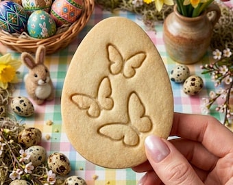 Egg With Butterfly Cookie Cutter, Bunny Cutter Stamp, Easter Cookie, Easter Day Gifts, Easter Baking, Fondant Cutter, Clay Cutter
