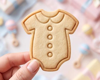 Baby Bodysuit Cookie Cutter and Stamp, Baby Shower Cookie Cutter, Infant Bodysuit Baking Set, Gift for Baker