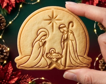 Nativity Scene Cookie Cutter and Stamp, Holy Family Christmas Cookie Stamp, Religious Christmas Baking, Gift for Baker