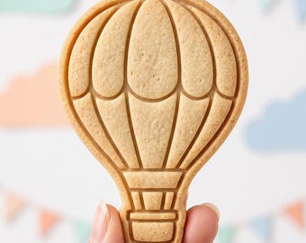 Hot Air Balloon Cookie Cutter and Stamp, Baby Shower Cookie Cutter, Adventure Birthday Cookie Stamp