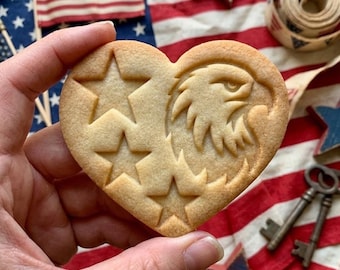 USA With Heart Bird Cutter Stamp, USA 250th Anniversary, Patriotic Baking, Patriotic Cookie, Clay Cutter, Gift For Independence