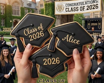 Graduation Cap Cookie Cutter, Class of 2026 Shape Cookie Cutter, Custom Name Graduation Cap Cutter, Personalized Senior 2026 Bake Tool