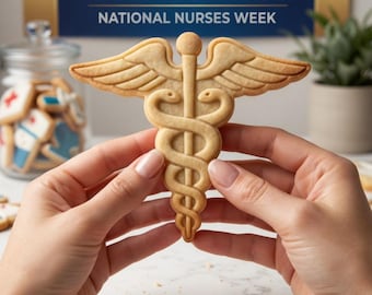 Medical Caduceus Cookie Cutter and Stamp, Happy National Nurses Week Cookie Cutter, Nurse Appreciation Gift Cookie Stamp