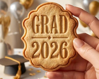 Grad 2026 Cookie Cutter, Class of 2026 Graduation Stamp, Polymer Clay Cutter, Senior Party Gift Mold, Grad Plaque Tool, Polyclay DIY