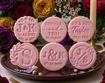 Wedding Custom Name Date Cookie Cutter Stamp Set, Personalized Fondant Cutter, Baking Tool, Cookie Stamp, Wedding Gifts, Mr & Mrs