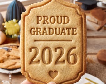 Proud Graduate 2026 Cookie Cutter, Class of 2026 Shield Stamp, Polymer Clay Cutter, Senior Graduation Gift Mold, Grad Plaque, Polyclay DIY