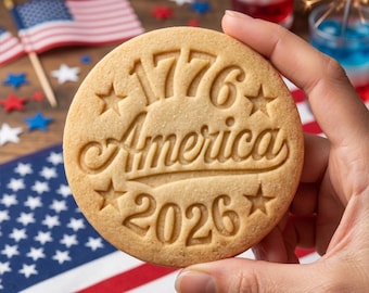 1776 2026 Sello para cortar galletas de América, Sello para galletas del 250 aniversario, Regalo del Día de la Independencia, Repostería patriótica, 250 años de libertad