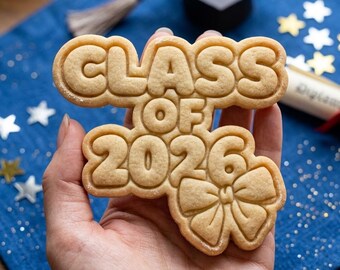 Class Of 2026 With Bow Cookie Cutter Stamp, Senior 2026, School Cookie, Graduation Gift, GRAD Baking, Grad Party Cookie Ideas