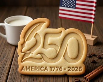 America 250 Cookie Cutter and Stamp, 250 Years Cookie Cutter, Independence Day Cookie Stamp, 1776 2026 Patriotic Cookie Cutter