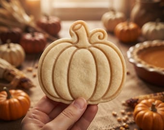 Pumpkin Thanksgiving Cookie Cutter and Stamp, Fall Pumpkin Cutter, Autumn Cookie Stamp, Halloween Cookie Cutter, Gift for Baker