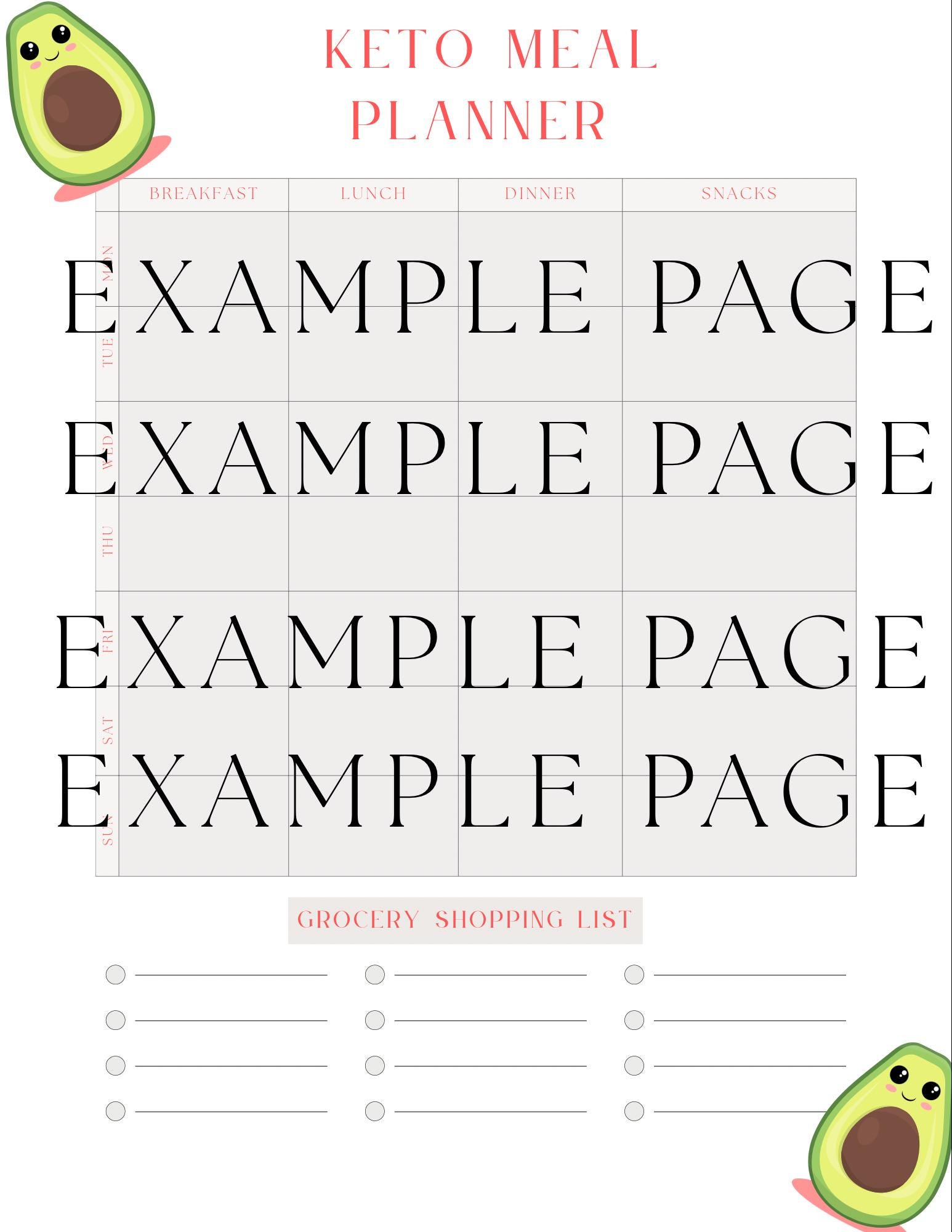 Printable Keto Weekly Meal Planner | Low Carb Diet Organizer (PDF) - Etsy