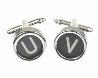 Vintage Typewriter Keys Cuff Links Cufflink Letters Initials Minibling Black