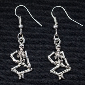 Skeleton Earrings Bone Skull Miniblings Halloween Death Silvered Plated