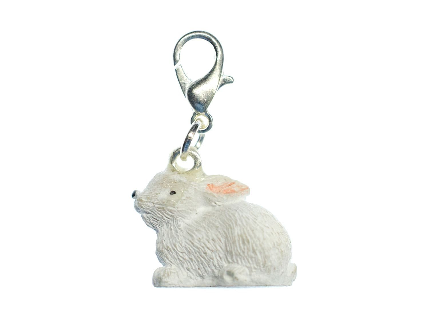 Miniblings Hase Charm – Porzellan-Anhänger Mit Karabiner, 22 Mm, Versilbert, Für Armband Oder Kette