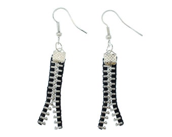ZIpper ZIp Upcycling Earrings Miniblings Vintage Upcycling ZIpper ZIp Black