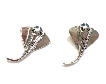 Boucles d'oreilles puces Stingray Miniblings boucles d'oreilles puces poisson de plongée raie manta argent