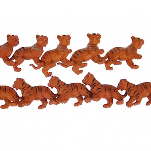 10X Tiger Baby Child Children Miniblings Toy Figures Figurines Zoo Animal Orange