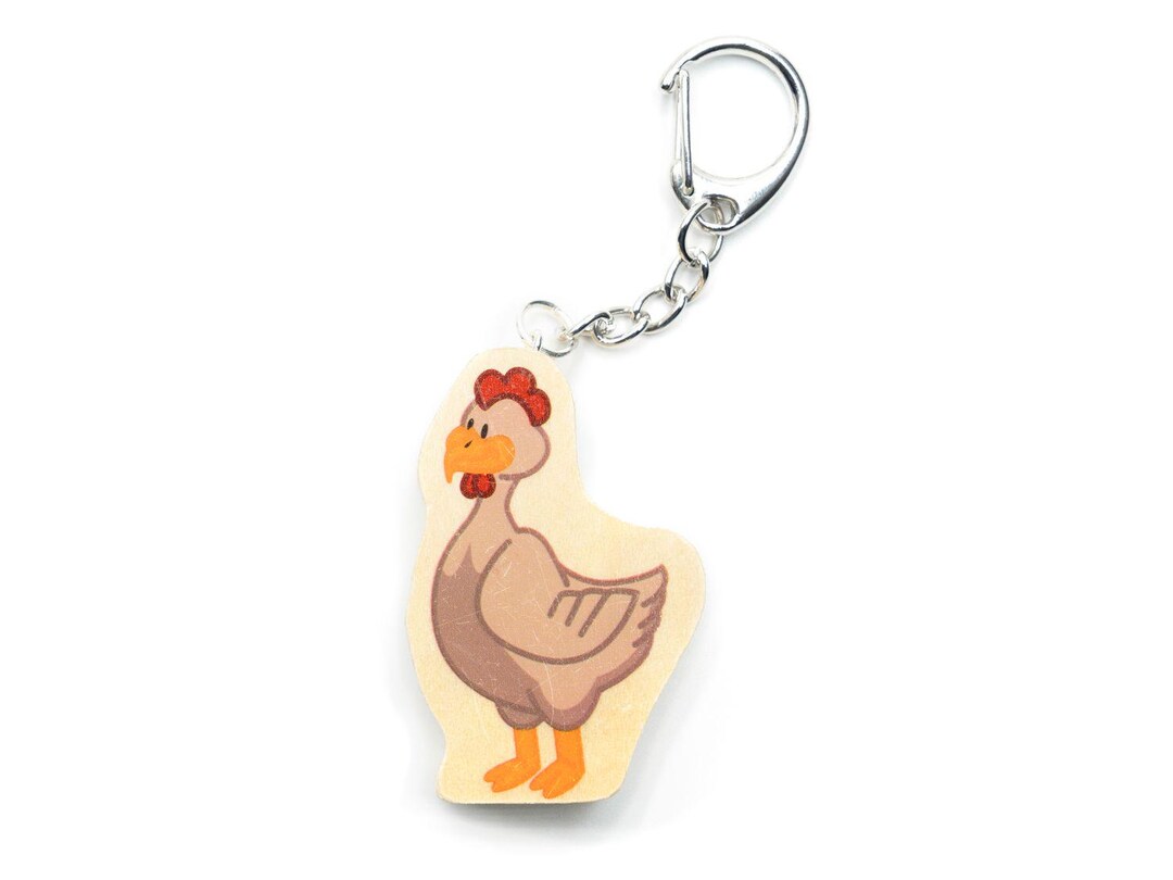 Chicken Wood Keyring Miniblings Pendant Farm Unique Piece - Etsy