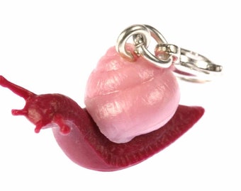 Snail Slug Charm Pendant Zipper Pull Bracelet Wristlet Miniblings Pink