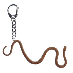 Snake Key Ring Chain Keychain Miniblings Reptile Reptiles Snakes Brown Rubber