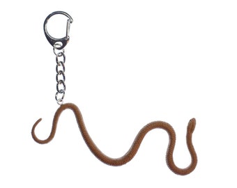 Snake Key Ring Chain Keychain Miniblings Reptile Reptiles Snakes Brown Rubber