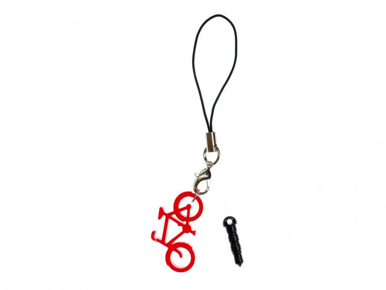 Wheel Bike Mobile Phone Charm Pendant Miniblings Cycling Red Bicycle Bicycles LC