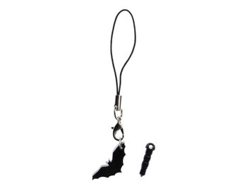 Bat Flittermouse Mobile Cell Phone Charm Pendant Rodent Miniblings Black